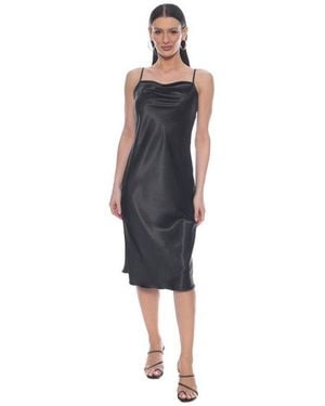 Bebe Satin Cowl Midi Dress - Blue