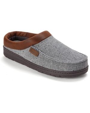 Dearfoams Brendan Perforated Moccasin Toe Clog House Shoe Slipper - Gray
