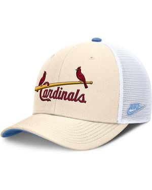 Nike St. Louis Cardinals Cooperstown Collection Dri-fit Rise Trucker Adjustable Hat - Natural