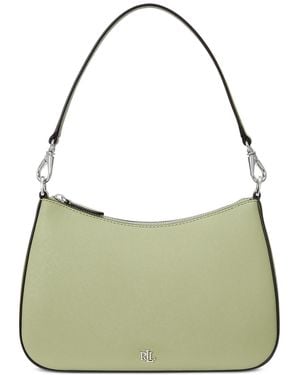 Ralph Lauren Crosshatch Leather Medium Danni Shoulder Bag - Green