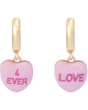 Betsey Johnson Pink Sweetheart Charm huggie Earrings