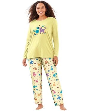 Dreams & Co. Long Sleeve Knit Pj Set - Metallic