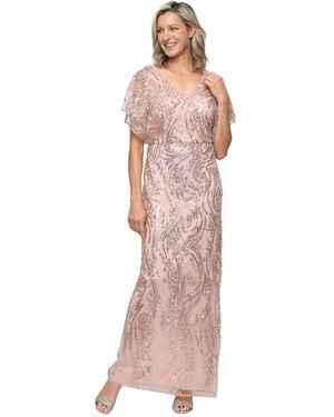 Alex Evenings Sequin Column Zipper Gown - Pink