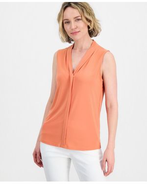 Kasper V-neck Sleeveless Top - Orange