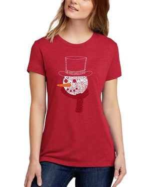 LA Pop Art Snowman Face Word Art Short Sleeve T-shirt - Red