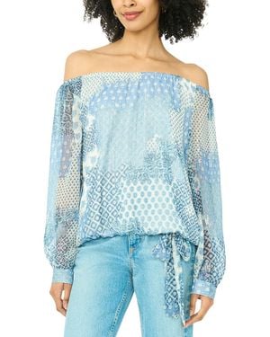 SAM & JESS Ots Long Svl Blouse W Ti - Blue