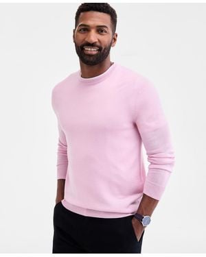 Club Room Solid Crew Neck Merino Wool Blend Sweater - Pink