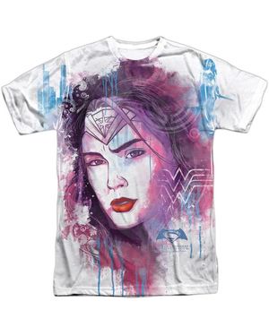 Batman V Superman Watercolor Wonder Woman Sub Short Sleeve Poly Crew Tee / T-shirt - Purple