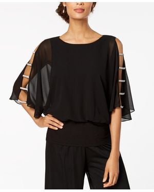 Msk Embellished-sleeve Top - Black