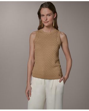 Donna Karan Crewneck Knit Sweater Top - Brown