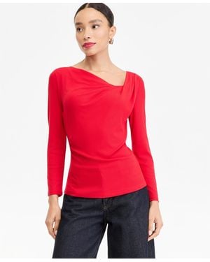 INC International Concepts Draped Cowl-neck Top - Red