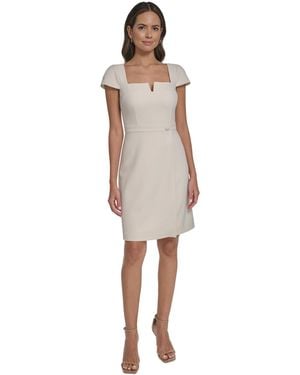 Vince Camuto Signature Stretch Cap Sleeve Fit And Flare Dress in White |  Lyst
