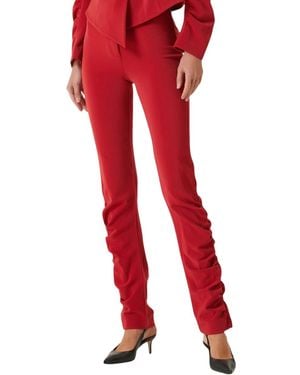 Pcfg Stretch Virgin Wool-blend Draped Pants - Red