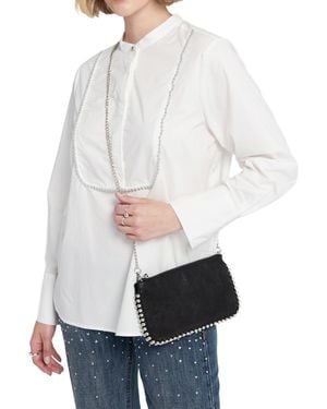 Elle Collection Silver Trimmed Wallet On Chain Clutches Bag - White