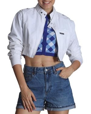 Members Only Mini Cropped Racer Jacket - Blue