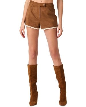Astr High-rise Faux Suede Lace-trim Shorts - Brown