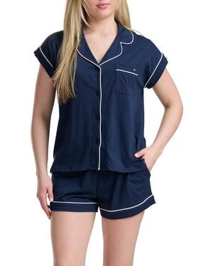 Tommy Hilfiger Printed Shirt And Shorts Pajama Set - Blue