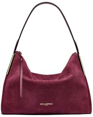 Karl Lagerfeld Valerie Suede Hobo - Purple