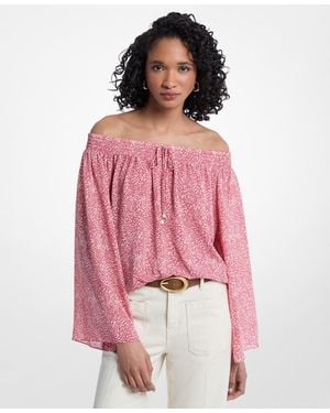 Michael Kors Off-the-shoulder Printed Top - Pink