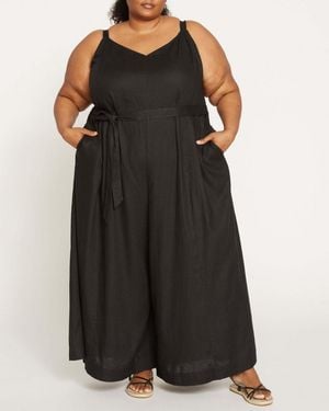 UNIVERSAL STANDARD Plus Size Promenade Linen Jumpsuit - Black