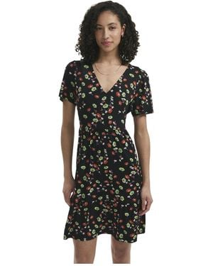 Finery London Misha Floral-print Tiered Short-sleeve Dress - Black