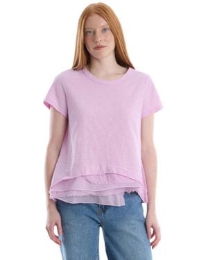 Wilt Boxy Short Sleeve Mixed Hem Tee - Purple