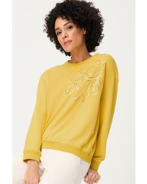 Olsen Embellished Jersey Top - Yellow