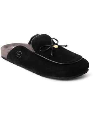 Dearfoams Falan Genuine Suede Scuff Slippers - Black