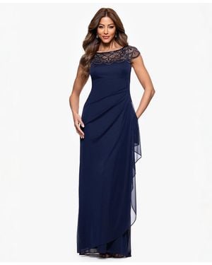 Xscape Petite Short-sleeve Boat Neck Dress - Blue