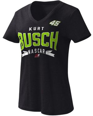 G-III 4Her by Carl Banks Kurt Busch Dream Team V-neck T-shirt - Black