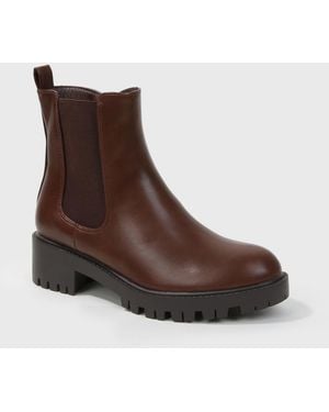 BERNESS Kaya Lug Sole Chelsea Booties - Brown
