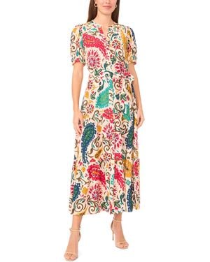 Msk Floral Button-front Maxi Dress - Red