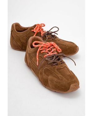 Forever & Always Shoes Selena Suede Leather Sneakers () - Brown