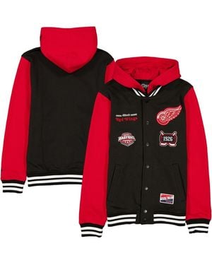 KTZ Black/red Detroit Red Wings Full-snap Fleece Hoodie Jacket