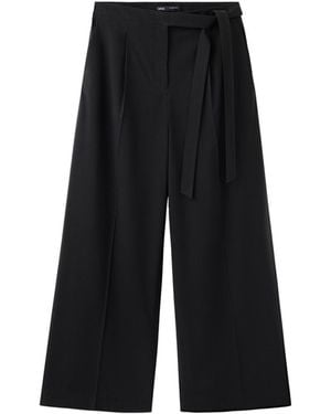 Mango Wide-leg Bow Pants - Black