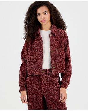 Blank NYC Flocked Animal Printed Long-sleeve Jacket - Red