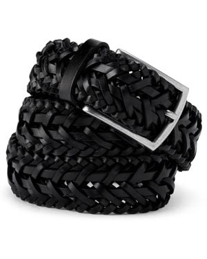 Lands' End Big & Tall Braided Leather Belt - Black