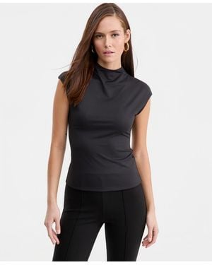 BarIII Short-sleeve Side-ruched Top - Black