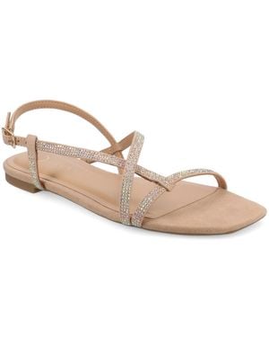 Journee Collection Francis Strappy Glitter Flat Sandals - Pink