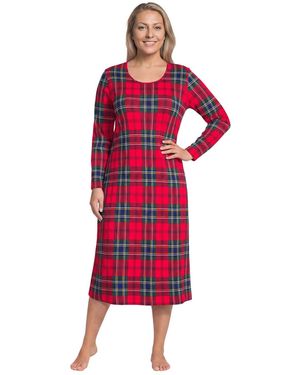 Lands' End Plus Size Cotton Long Sleeve Midcalf Nightgown - Red