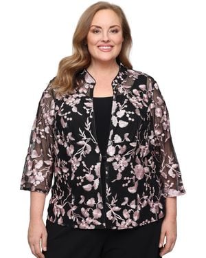 Alex Evenings Plus Size Scoop Neck Top And Jacket Twinset Dress - Black