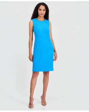 Kasper Sleeveless Textured Sheath Dress - Blue