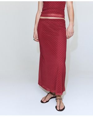 Mango Polka-dot-printed Tulle Skirt - Red