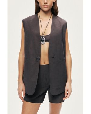 Nocturne Tailored V-neck Vest - Black