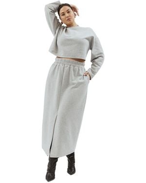 Eloquii Plus Size Maxi French Terry Skirt - White