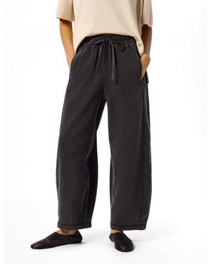 Whistles Casual Denim Barrel Trouser - Black