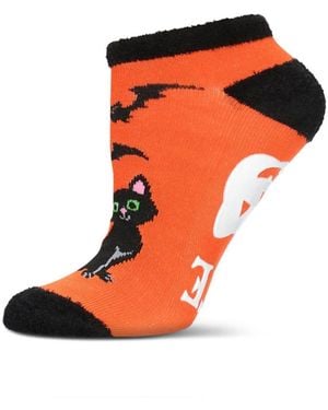 Memoi Spooky Cat Low-cut Non-skid Socks - Orange