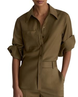 Reiss Adie Wool-blend Long-sleeve Shirt - Green