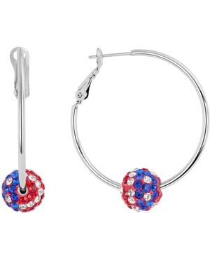 Macy's Plated Crystal Pave Ball Hoop Earrings - White