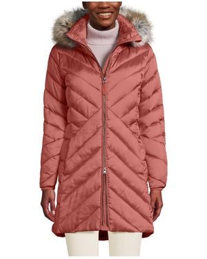 Lands' End Insulated Cozy Fleece Lined Winter Coat - Red